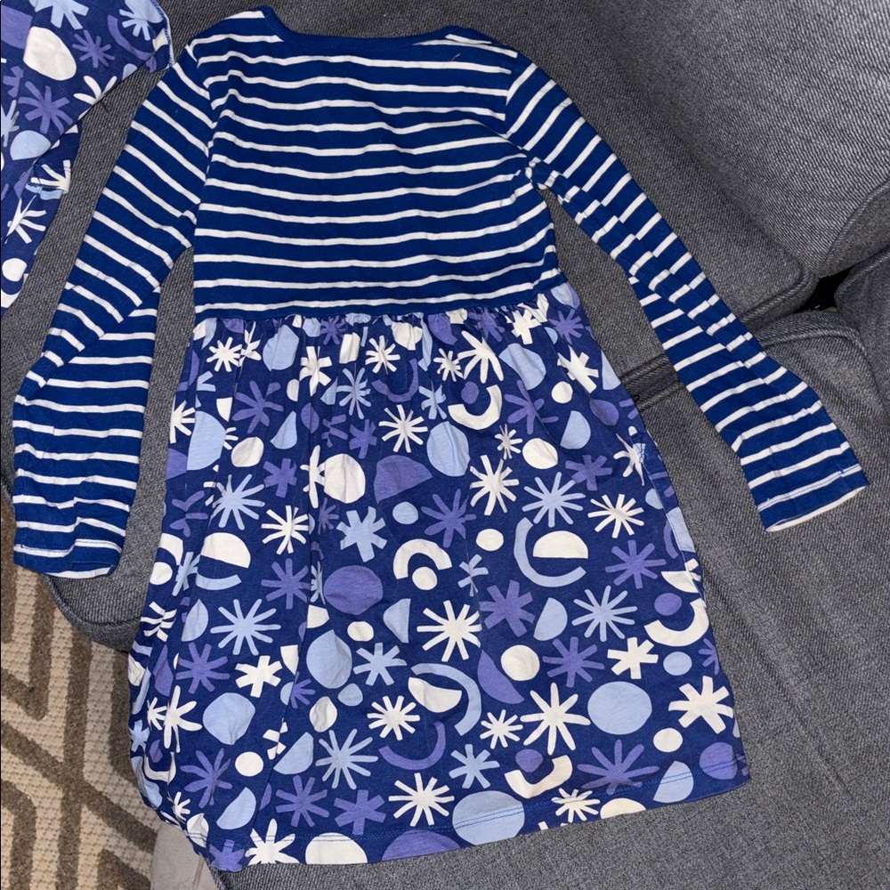 Hanna Andersson Navy and White Patterned Kids Dress